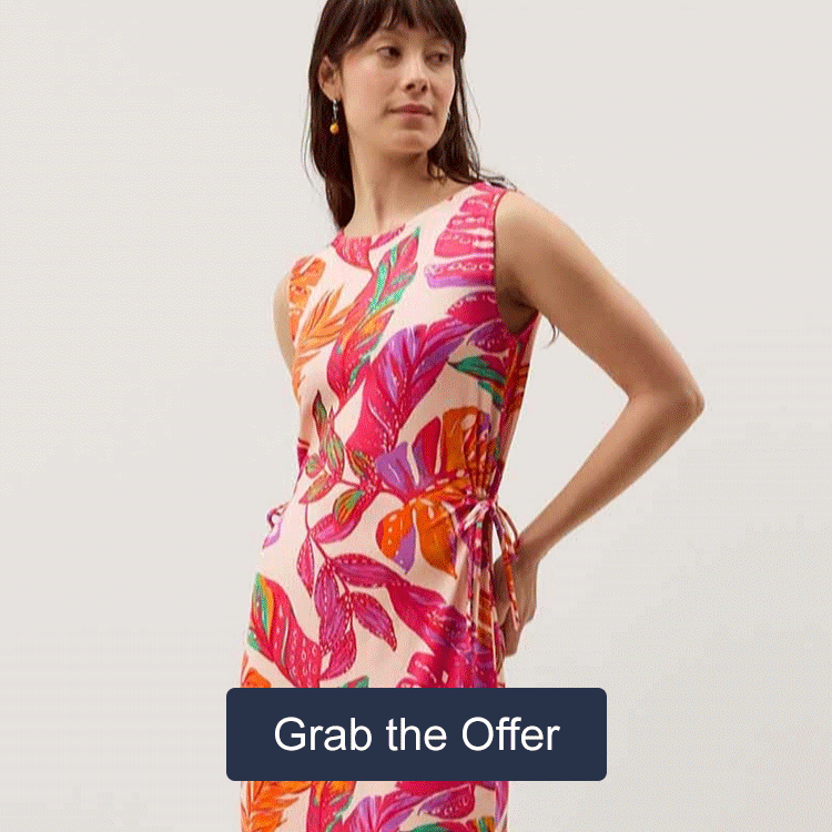 Monsoon Poppy Palm Print Jersey Dress